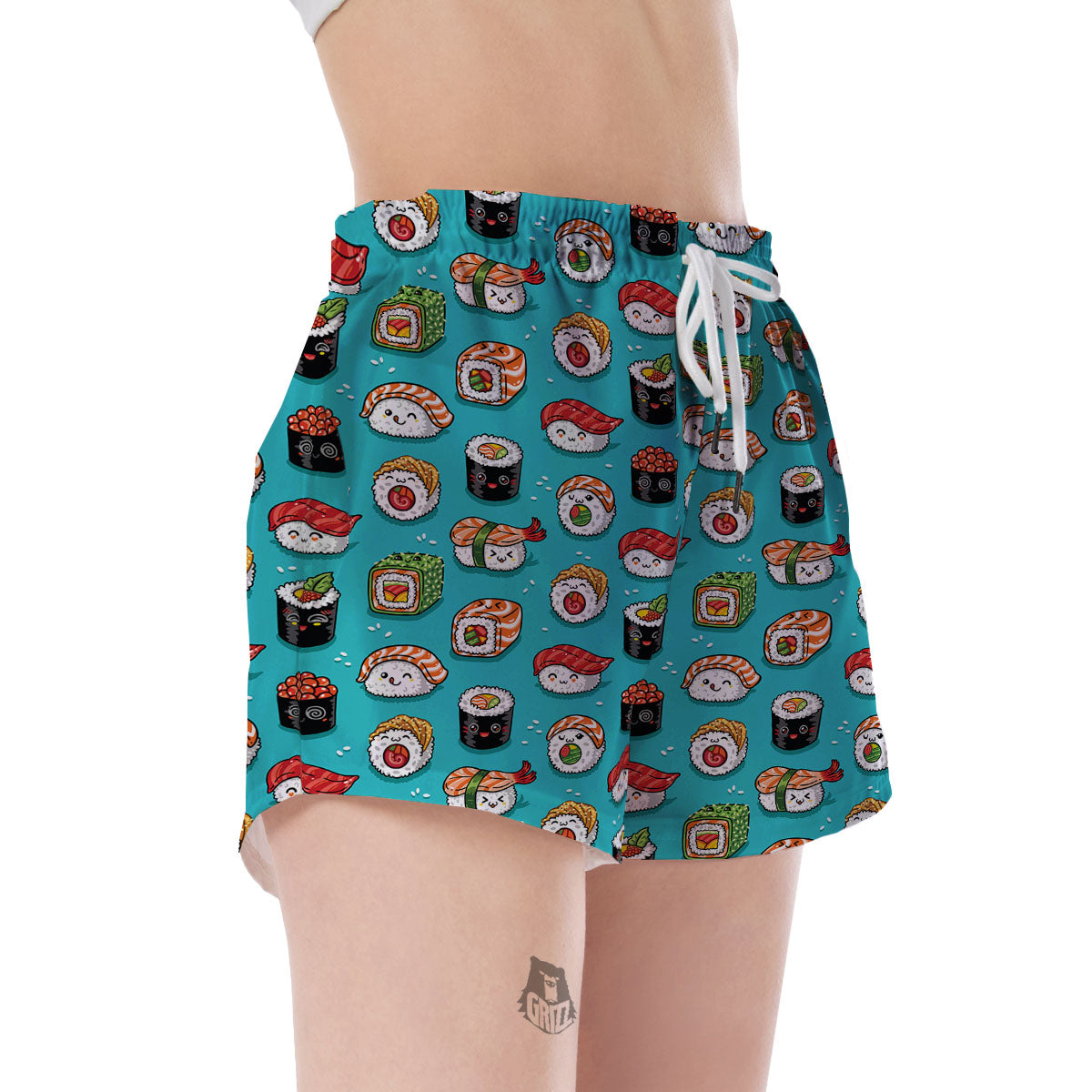 Pattern Print Sushi Women's Shorts-grizzshop
