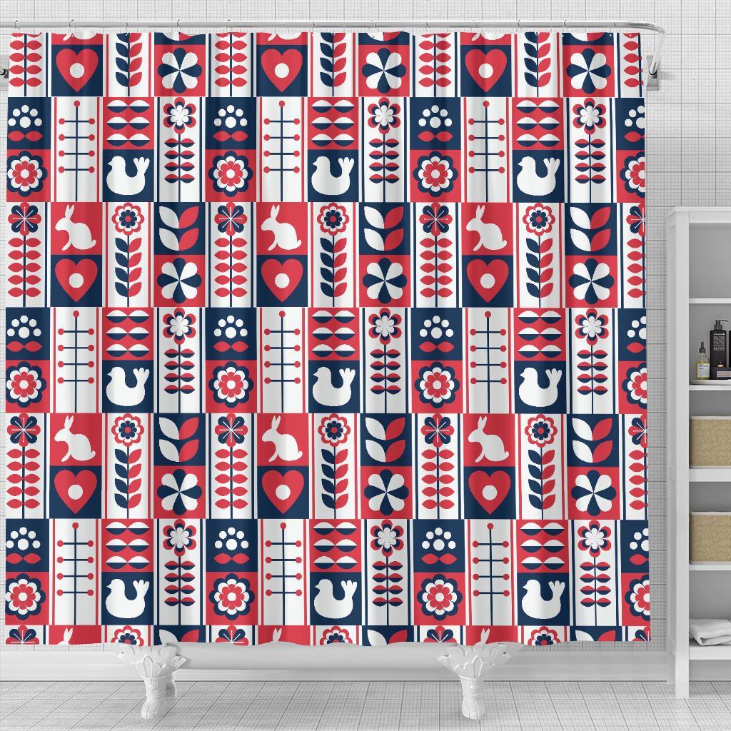 Pattern Print Swedish Bathroom Shower Curtain-grizzshop