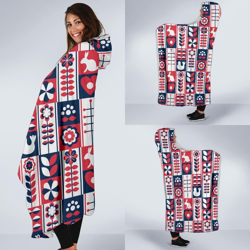 Pattern Print Swedish Hooded Blanket-grizzshop