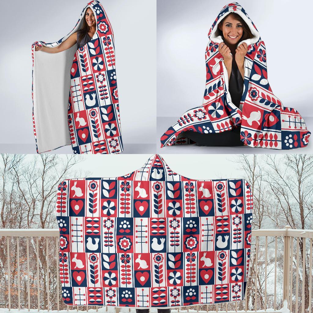 Pattern Print Swedish Hooded Blanket-grizzshop