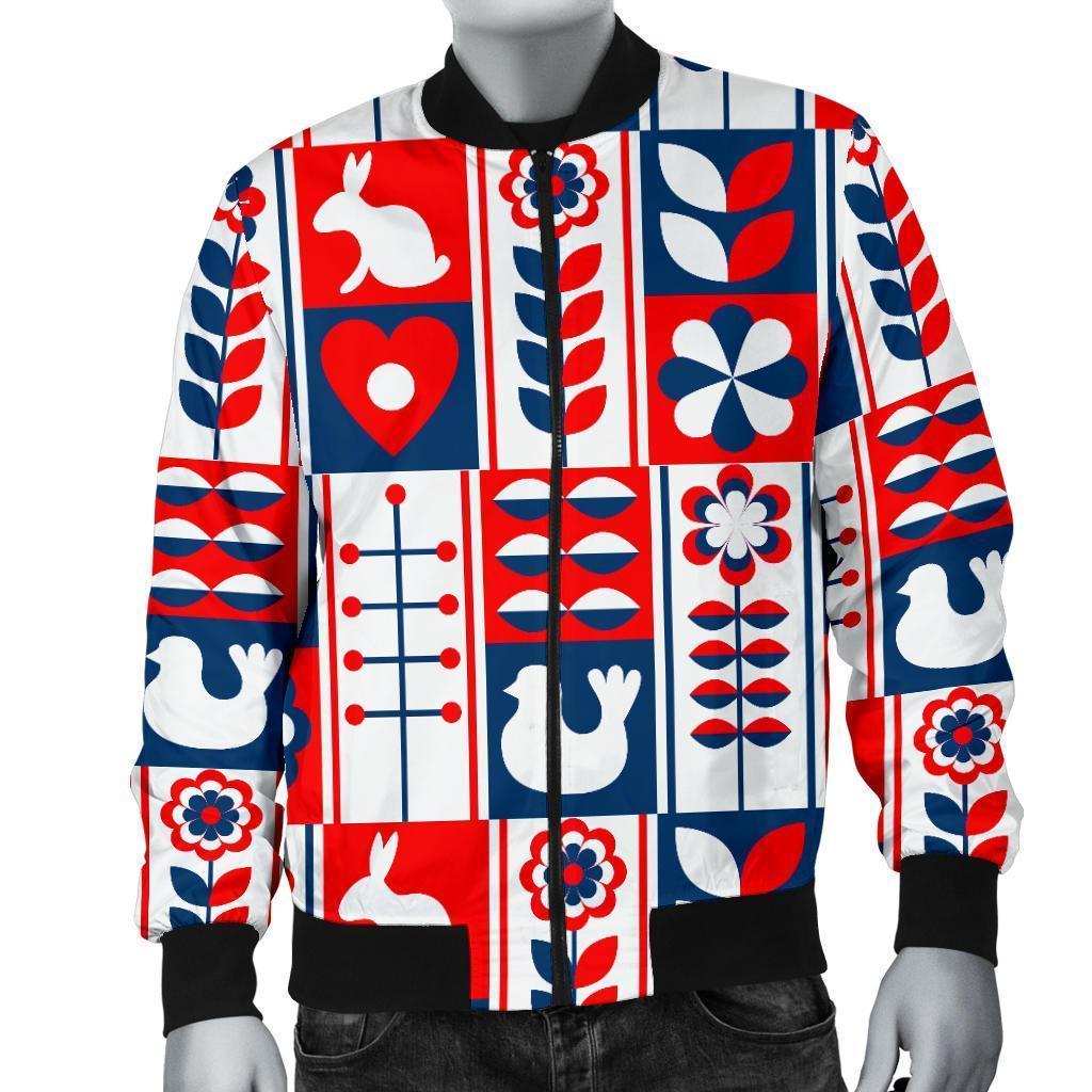 Pattern Print Swedish Men's Bomber Jacket-grizzshop