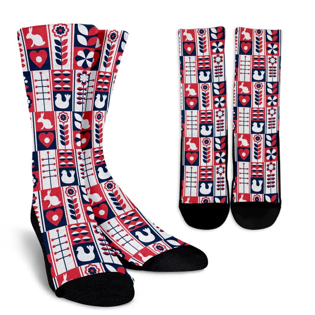 Pattern Print Swedish Unisex Crew Socks-grizzshop