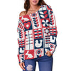 Pattern Print Swedish Women Off Shoulder Sweatshirt-grizzshop