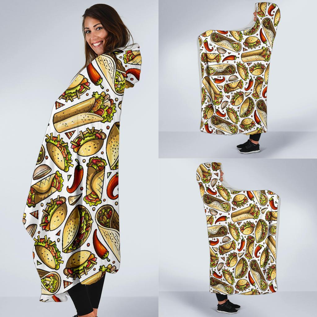 Pattern Print Taco Hooded Blanket-grizzshop