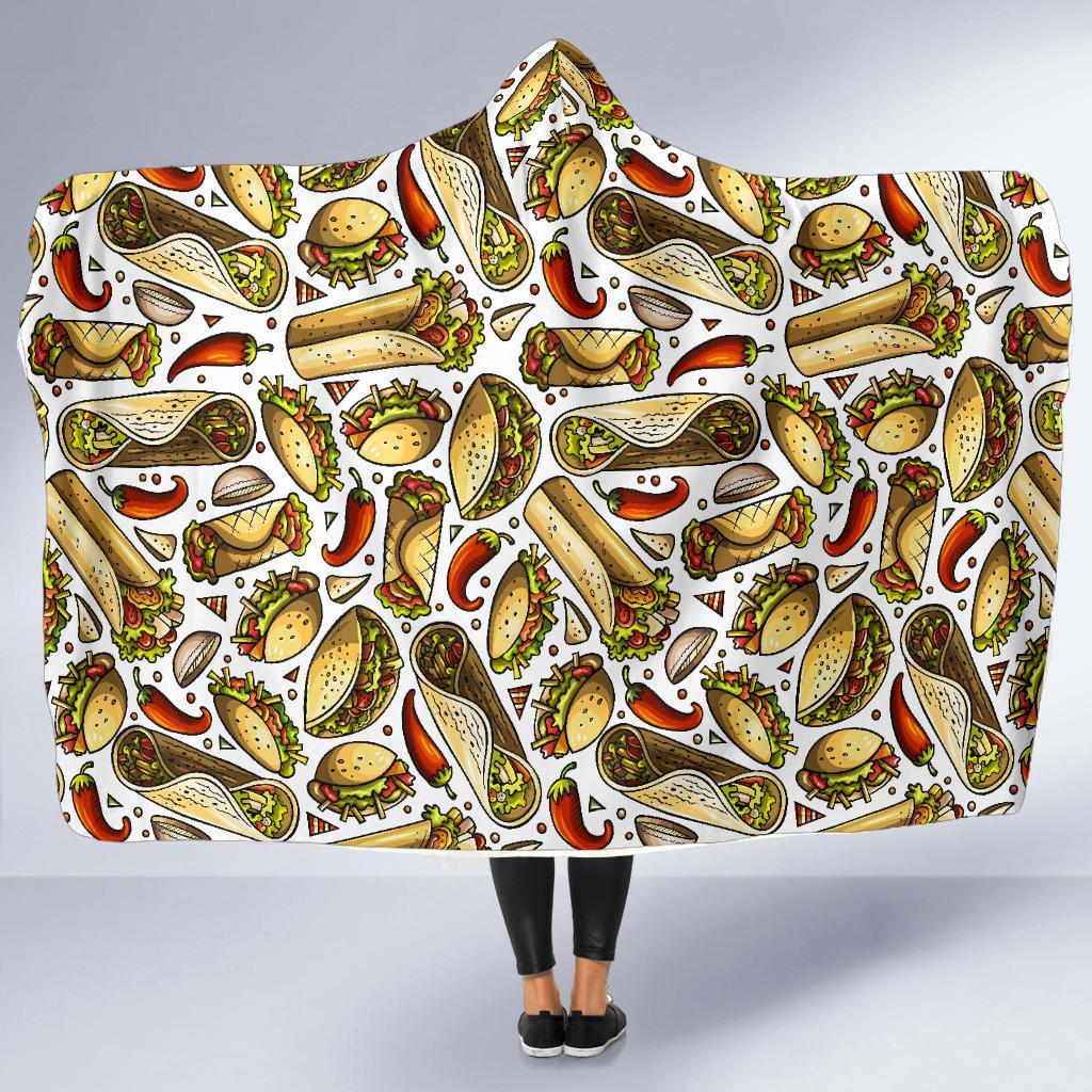 Pattern Print Taco Hooded Blanket-grizzshop