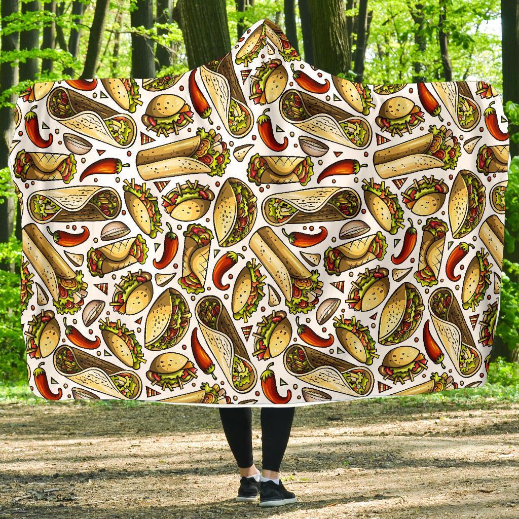 Pattern Print Taco Hooded Blanket-grizzshop