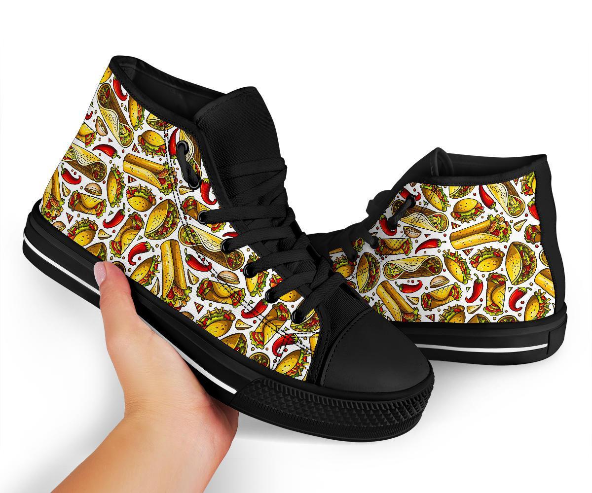 Pattern Print Taco Men Women's High Top Shoes-grizzshop
