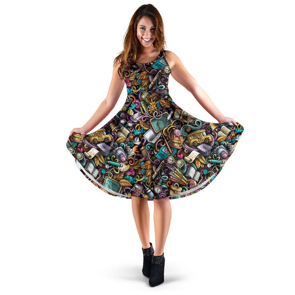 Pattern Print Teacher Dress-grizzshop