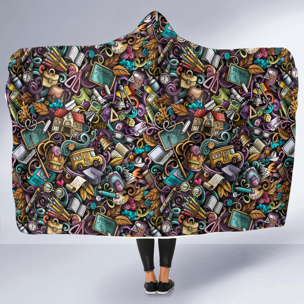 Pattern Print Teacher Hooded Blanket-grizzshop