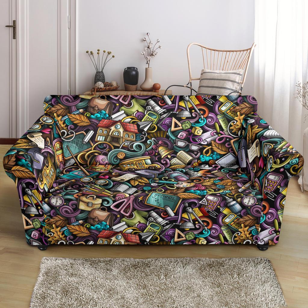 Pattern Print Teacher Loveseat Cover-grizzshop