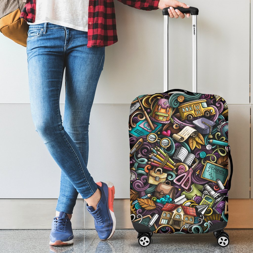 Pattern Print Teacher Luggage Cover Protector-grizzshop