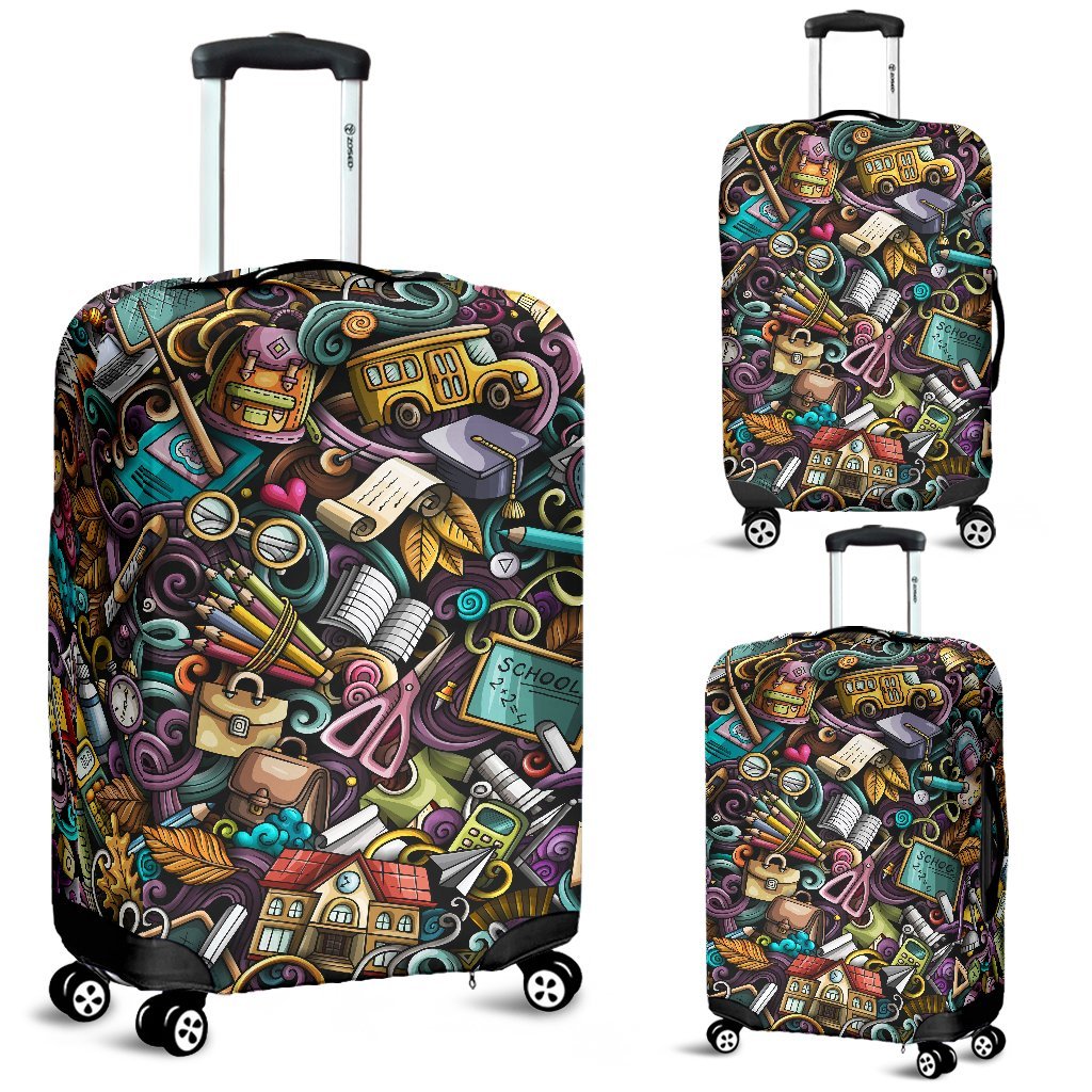 Pattern Print Teacher Luggage Cover Protector-grizzshop