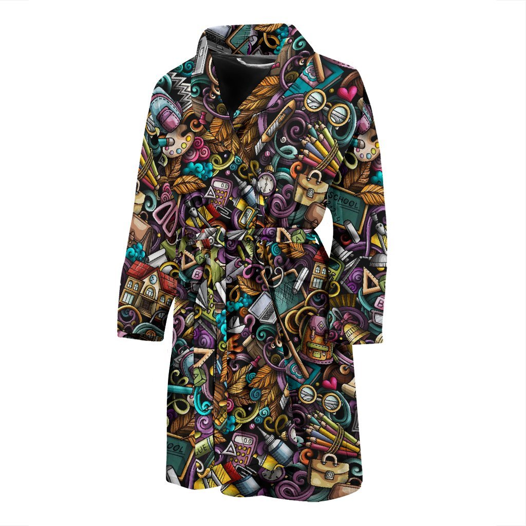 Pattern Print Teacher Men Long Robe-grizzshop