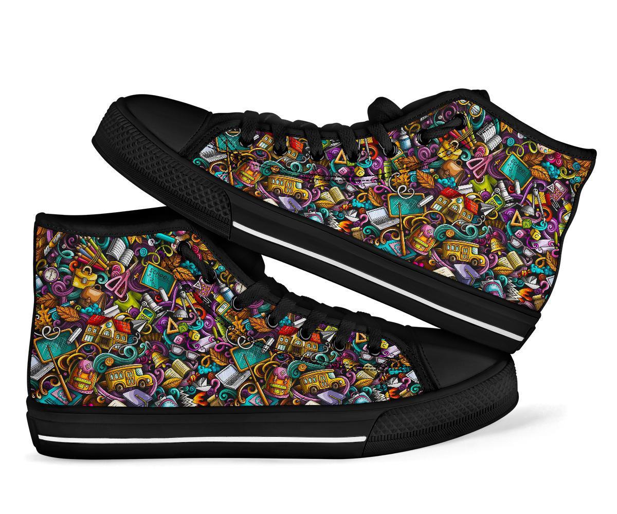Pattern Print Teacher Men Women's High Top Shoes-grizzshop