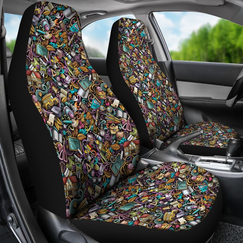 Pattern Print Teacher Universal Fit Car Seat Cover-grizzshop