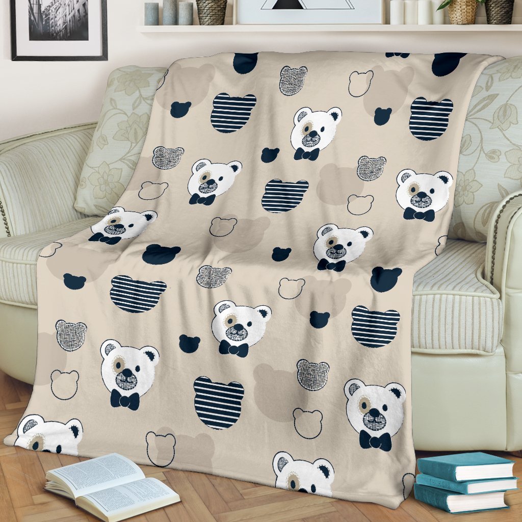 Pattern Print Teddy Bear Blanket-grizzshop