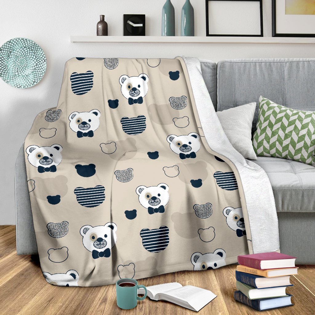 Pattern Print Teddy Bear Blanket-grizzshop