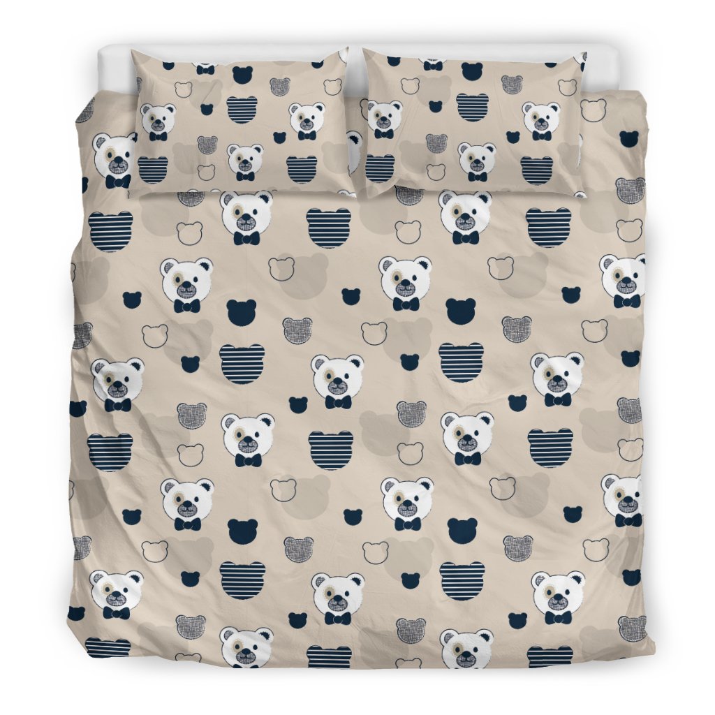 Pattern Print Teddy Bear Duvet Cover Bedding Set-grizzshop