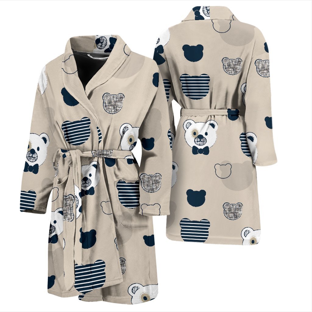 Pattern Print Teddy Bear Men Long Robe-grizzshop