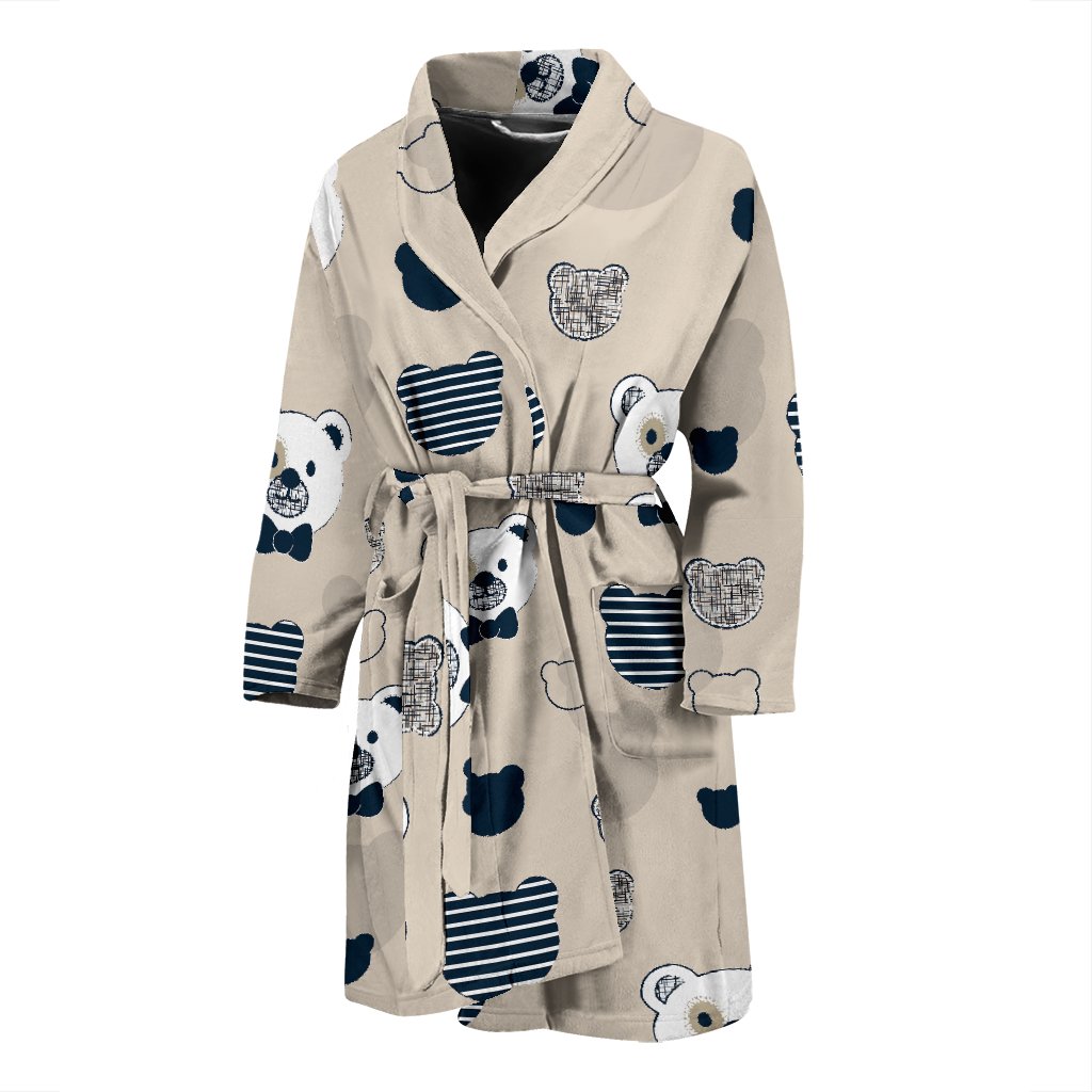 Pattern Print Teddy Bear Men Long Robe-grizzshop