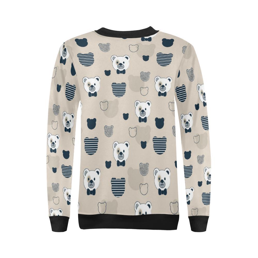 Pattern Print Teddy Bear Women Crewneck Sweatshirt-grizzshop