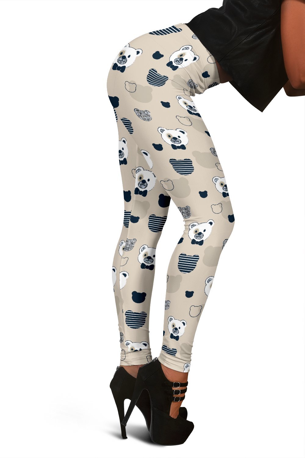 Pattern Print Teddy Bear Women Leggings-grizzshop