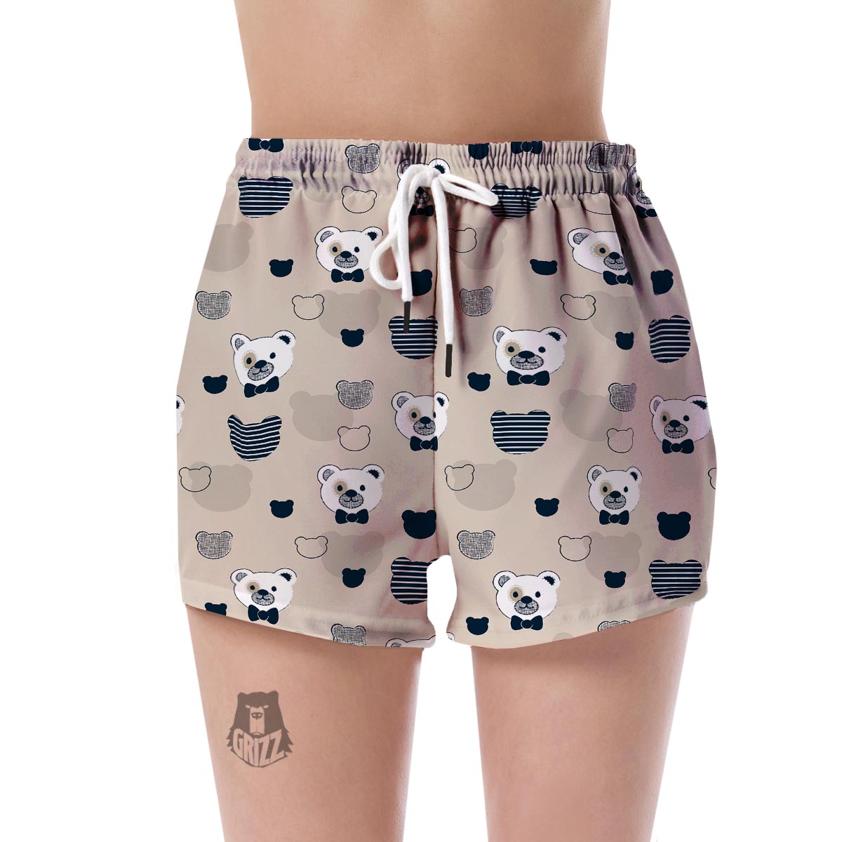 Pattern Print Teddy Bear Women's Shorts-grizzshop