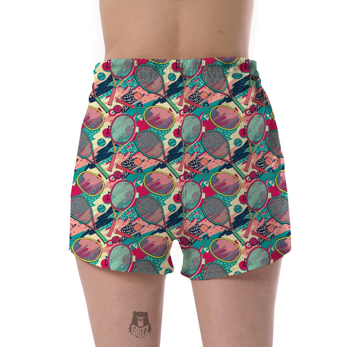 Pattern Print Tennis Women's Shorts-grizzshop