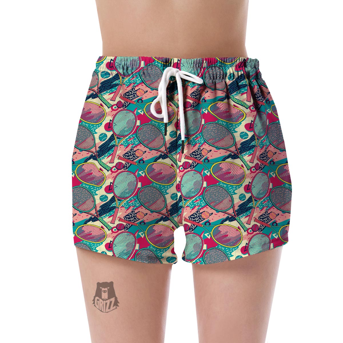 Pattern Print Tennis Women's Shorts-grizzshop