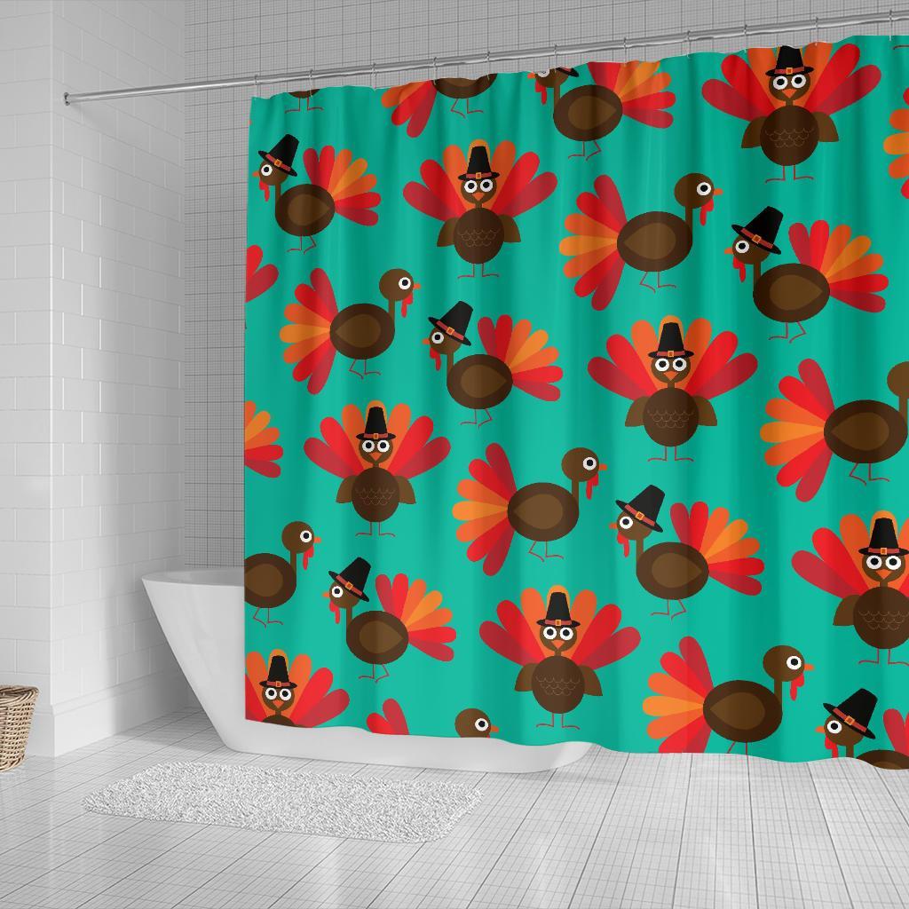 Pattern Print Thankgiving Turkey Bathroom Shower Curtain-grizzshop