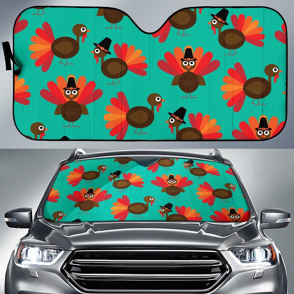 Pattern Print Thankgiving Turkey Car Sun Shade-grizzshop