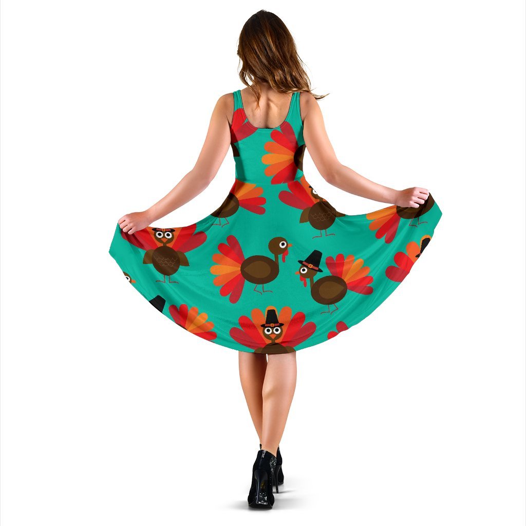 Pattern Print Thankgiving Turkey Dress-grizzshop