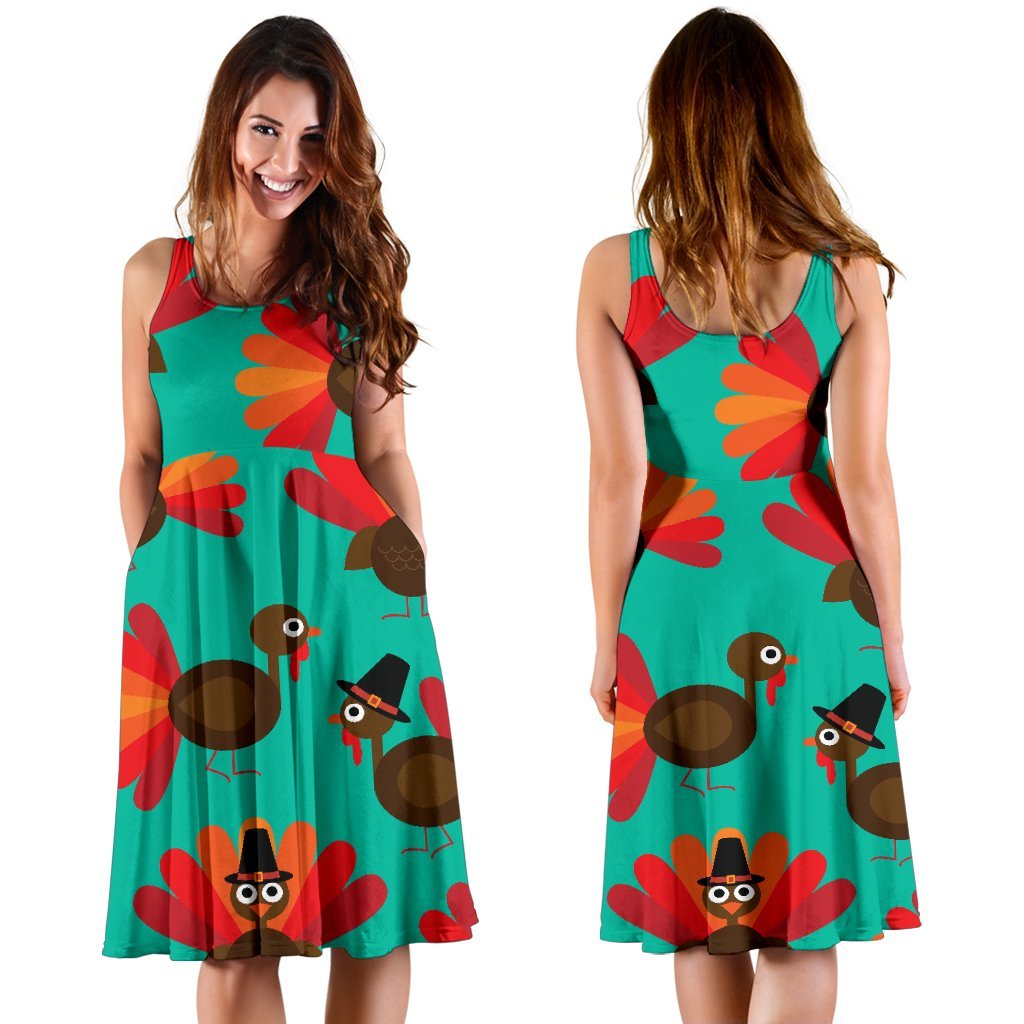 Pattern Print Thankgiving Turkey Dress-grizzshop