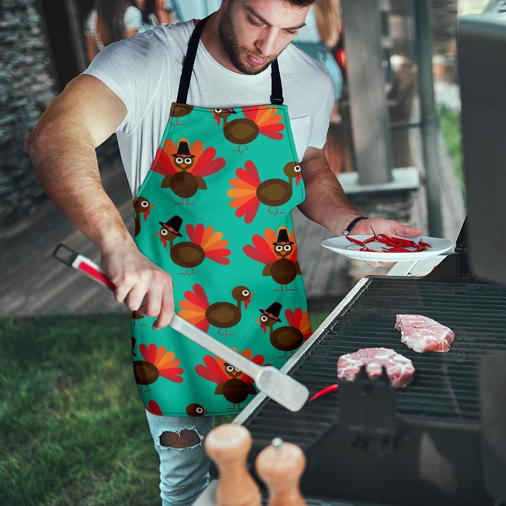 Pattern Print Thankgiving Turkey Men's Apron-grizzshop