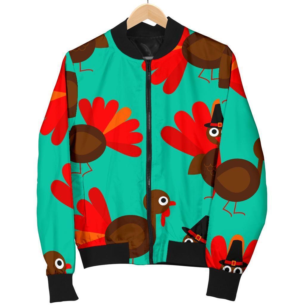 Pattern Print Thankgiving Turkey Men's Bomber Jacket-grizzshop