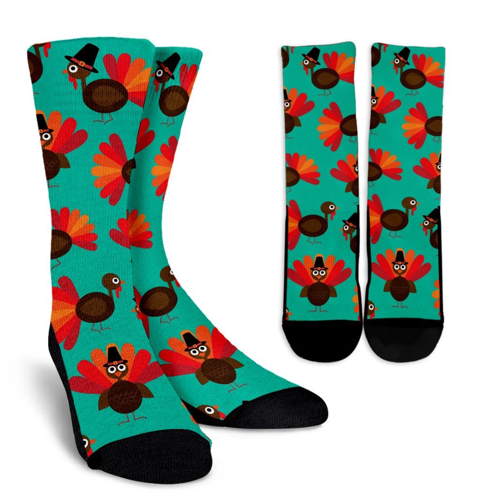 Pattern Print Thankgiving Turkey Unisex Crew Socks-grizzshop