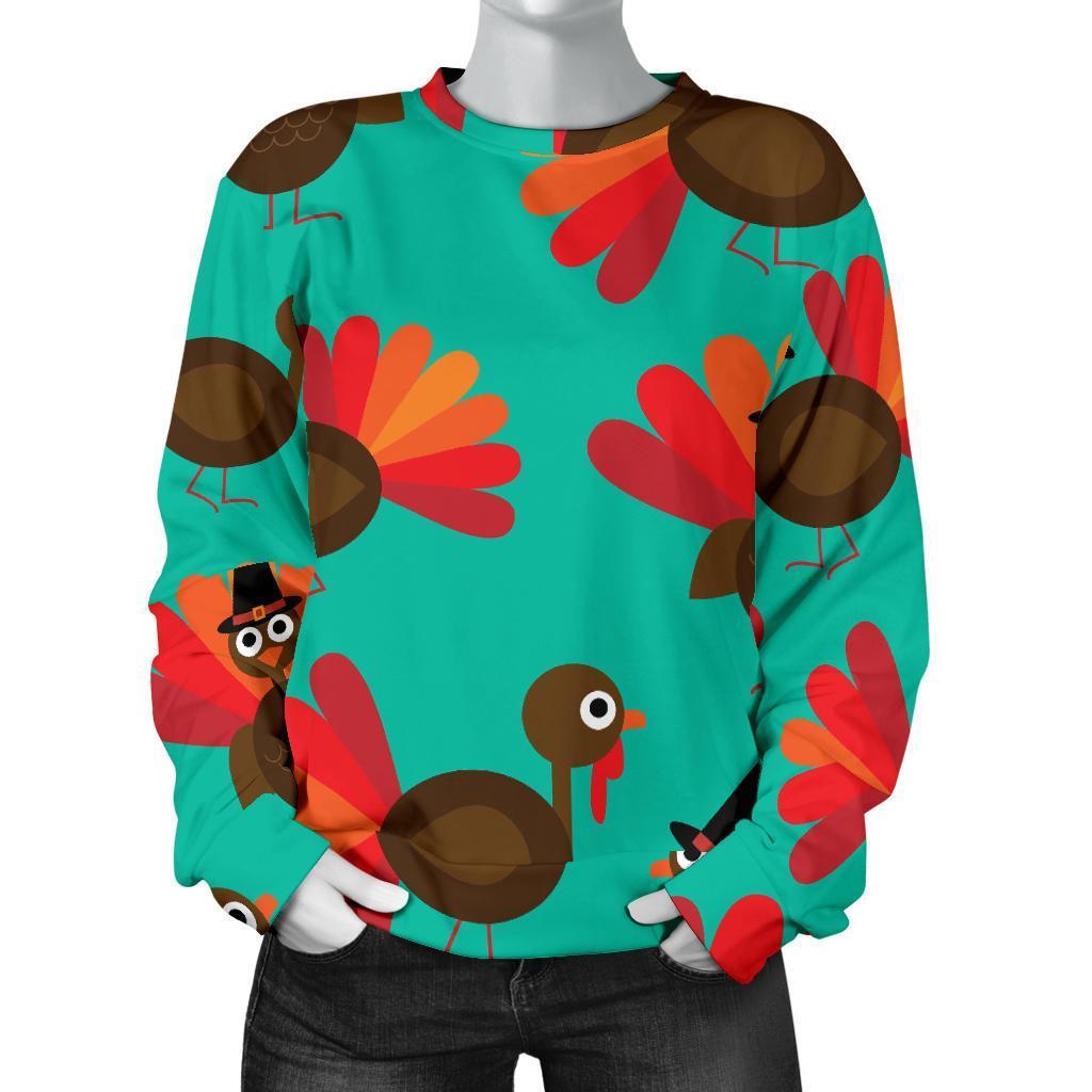 Pattern Print Thankgiving Turkey Women's Sweatshirt-grizzshop