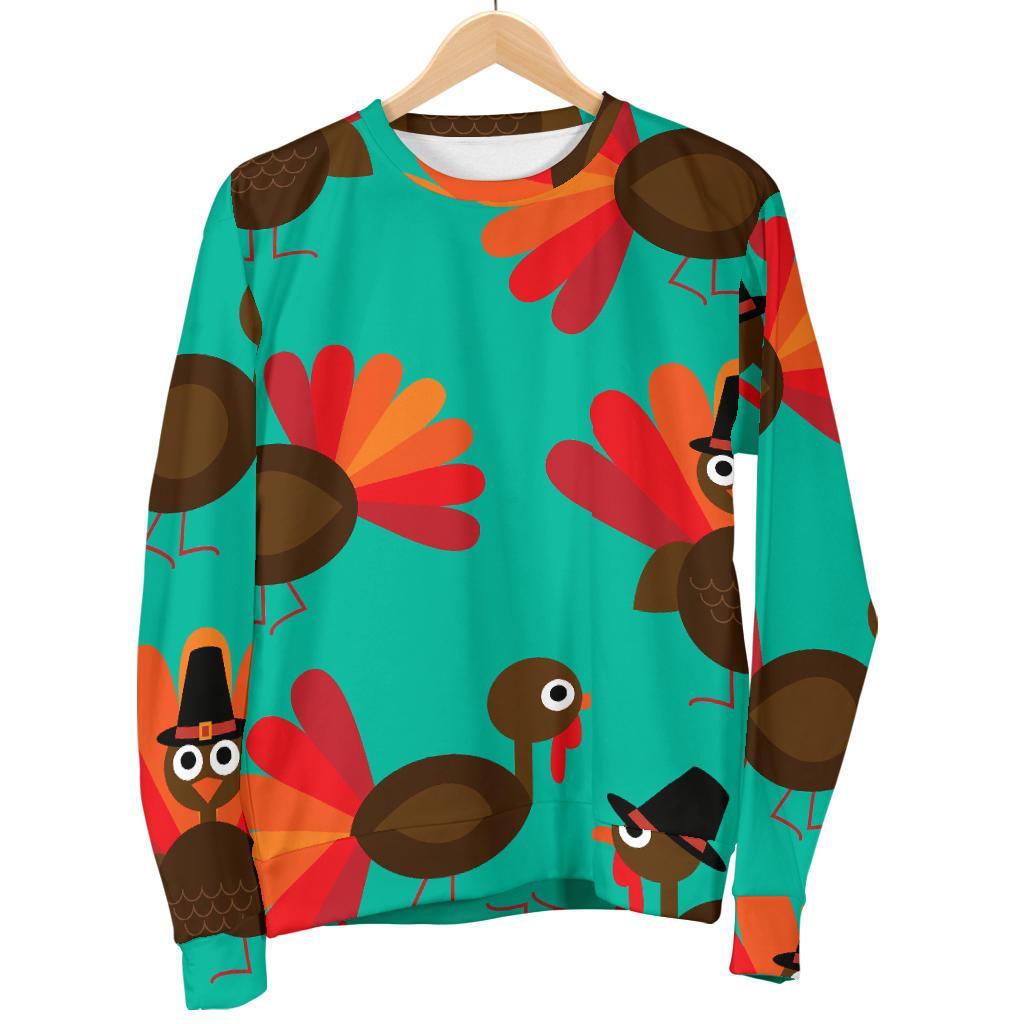 Pattern Print Thankgiving Turkey Women's Sweatshirt-grizzshop