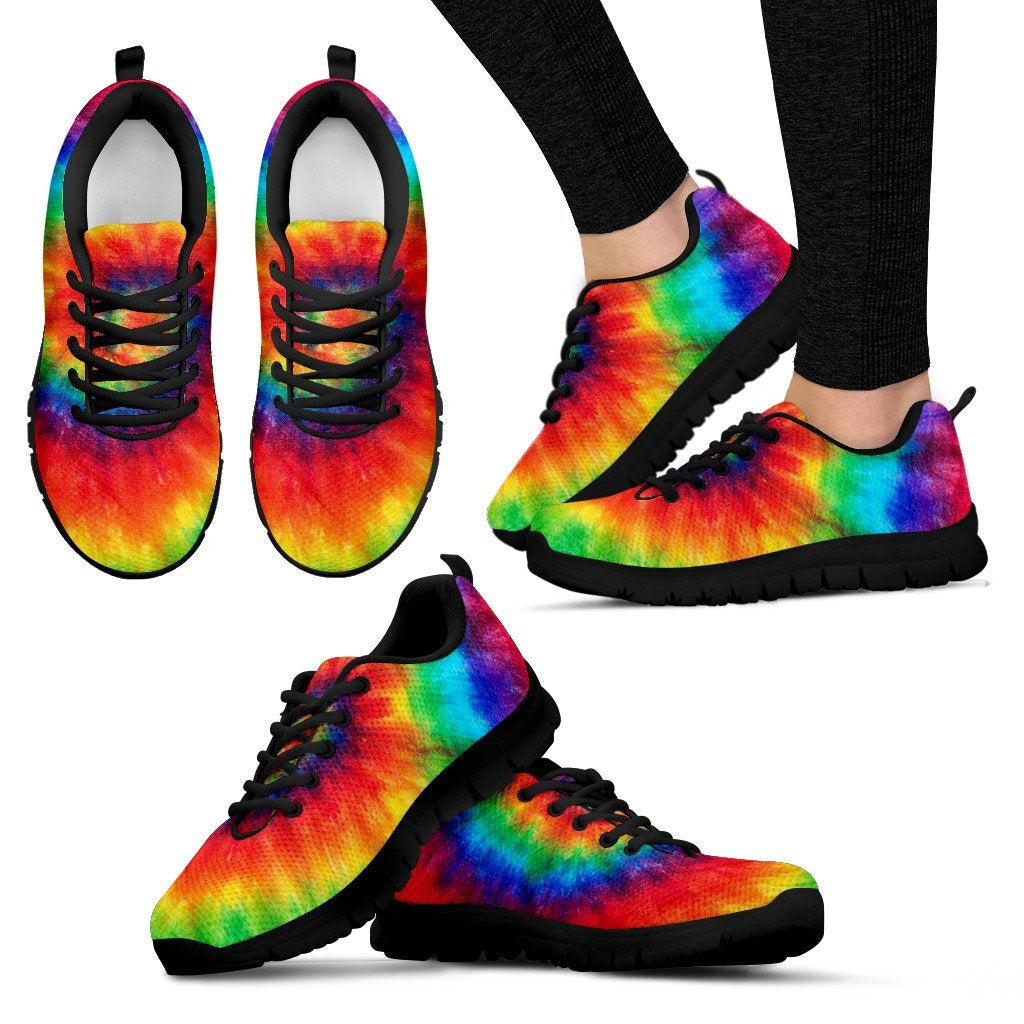 Pattern Print Tie Dye Black Sneaker Shoes For Men Women-grizzshop