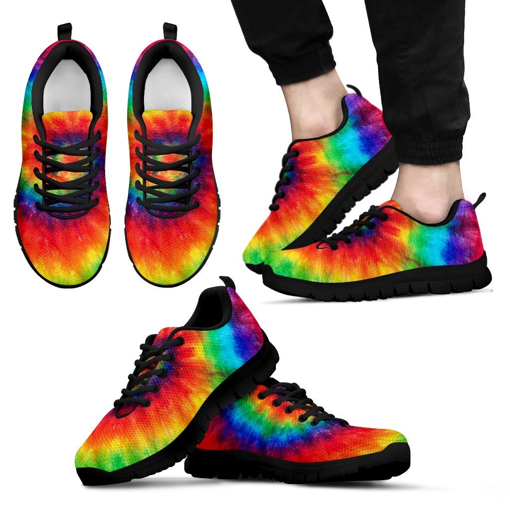 Pattern Print Tie Dye Black Sneaker Shoes For Men Women-grizzshop