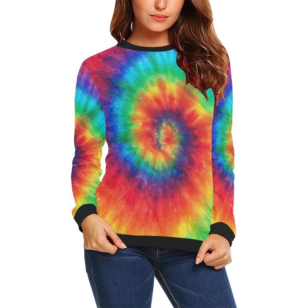 Pattern Print Tie Dye Women Crewneck Sweatshirt-grizzshop