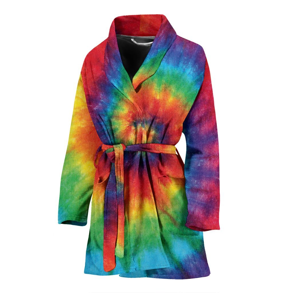 Pattern Print Tie Dye Women Long Robe-grizzshop