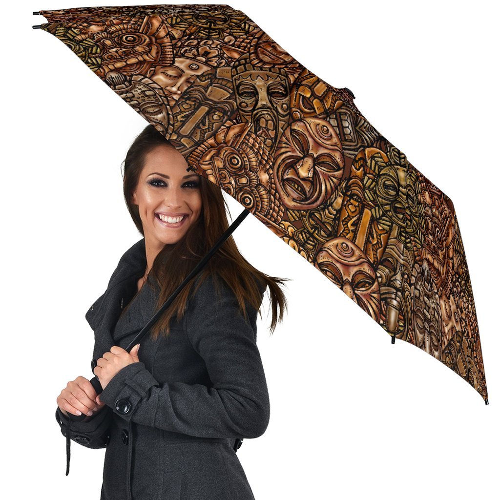 Pattern Print Totem Automatic Foldable Umbrella-grizzshop