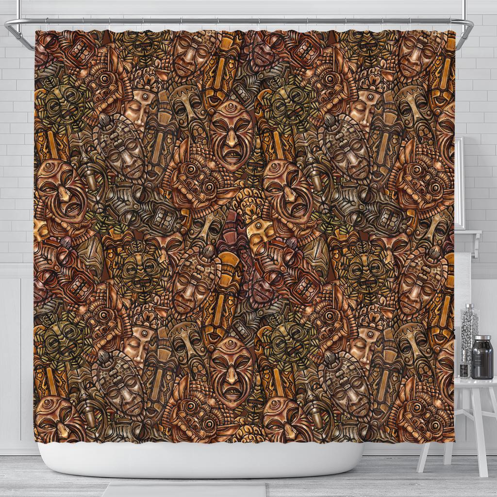 Pattern Print Totem Bathroom Shower Curtain-grizzshop