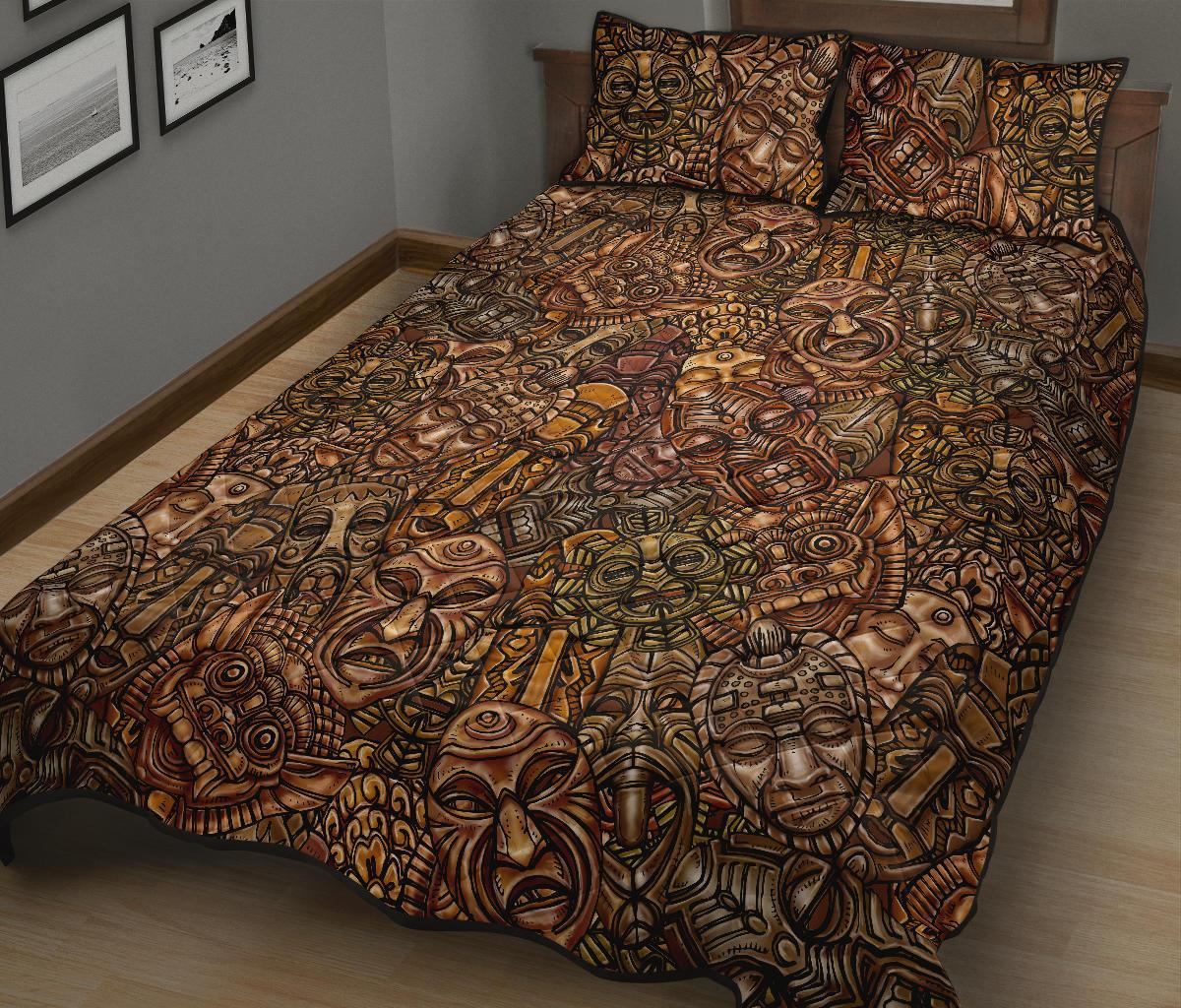 Pattern Print Totem Bed Set Quilt-grizzshop