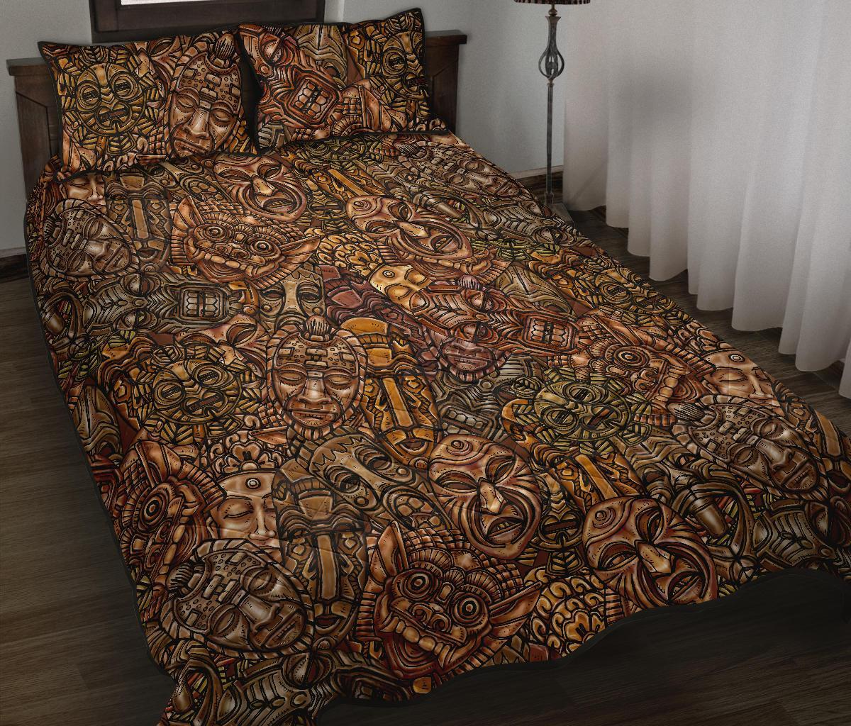 Pattern Print Totem Bed Set Quilt-grizzshop