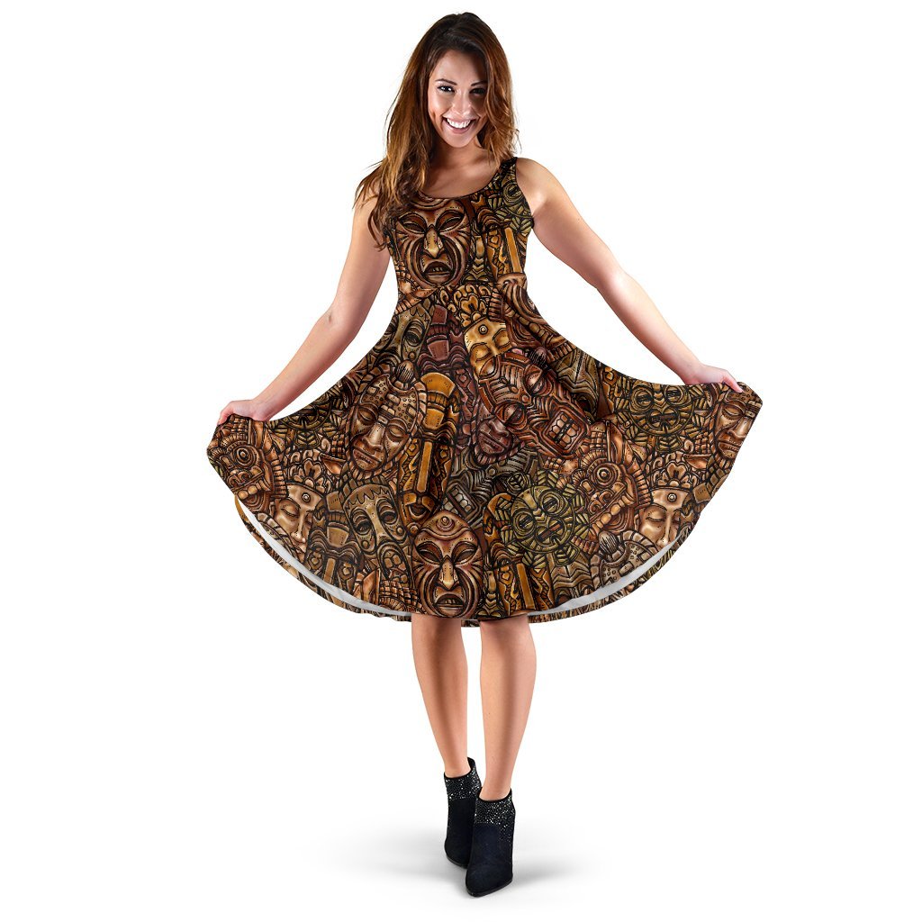 Pattern Print Totem Dress-grizzshop