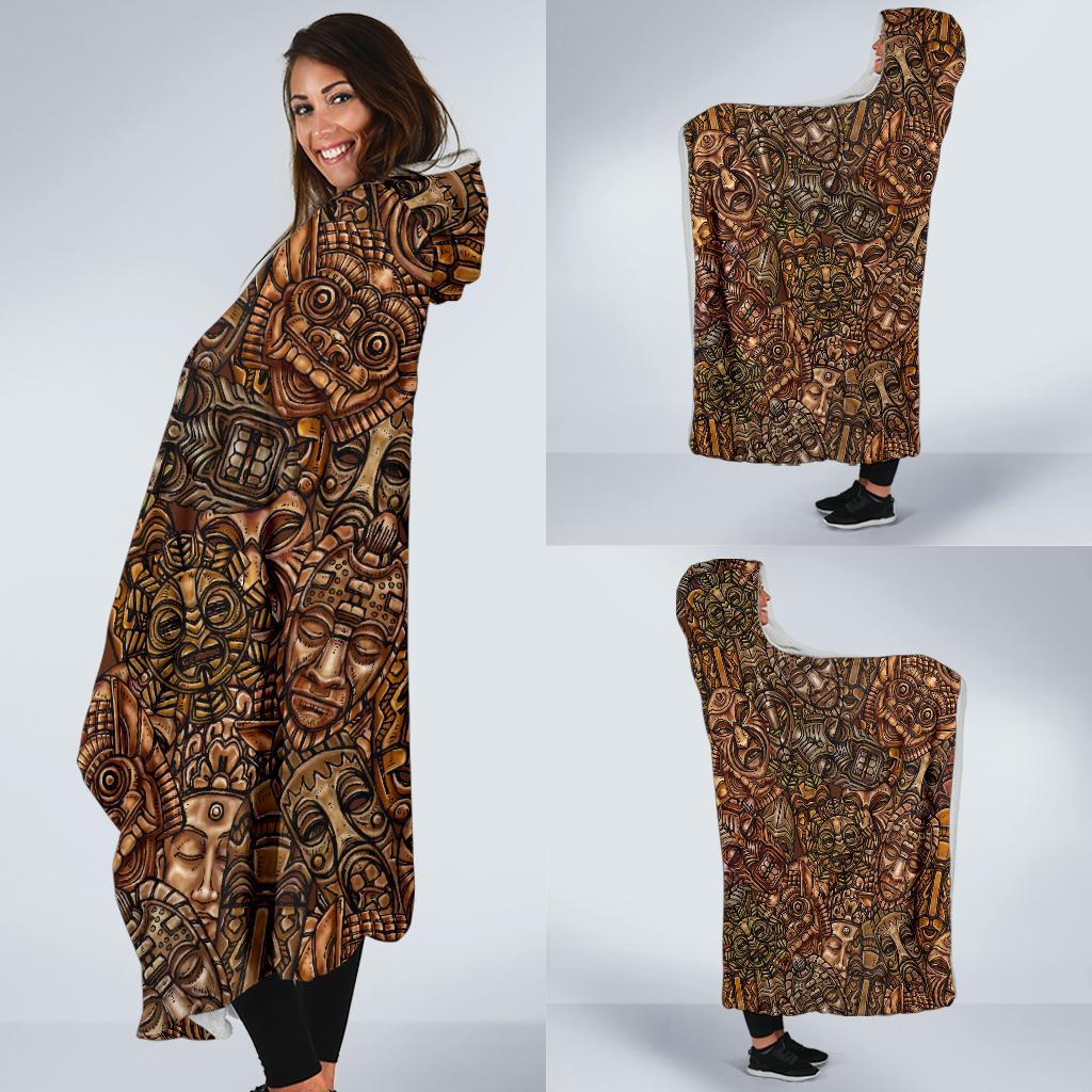 Pattern Print Totem Hooded Blanket-grizzshop