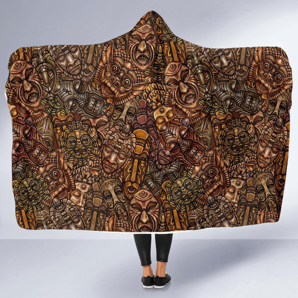 Pattern Print Totem Hooded Blanket-grizzshop