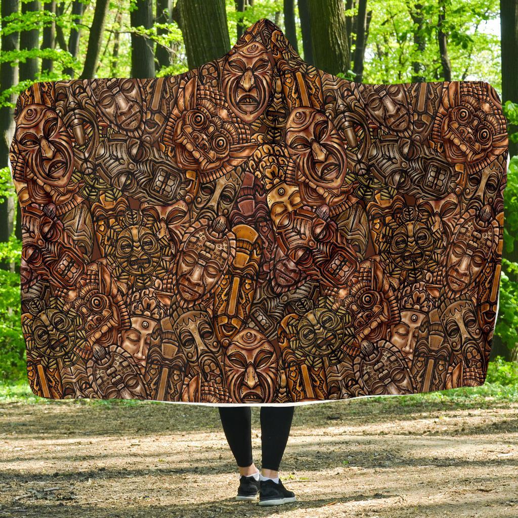 Pattern Print Totem Hooded Blanket-grizzshop